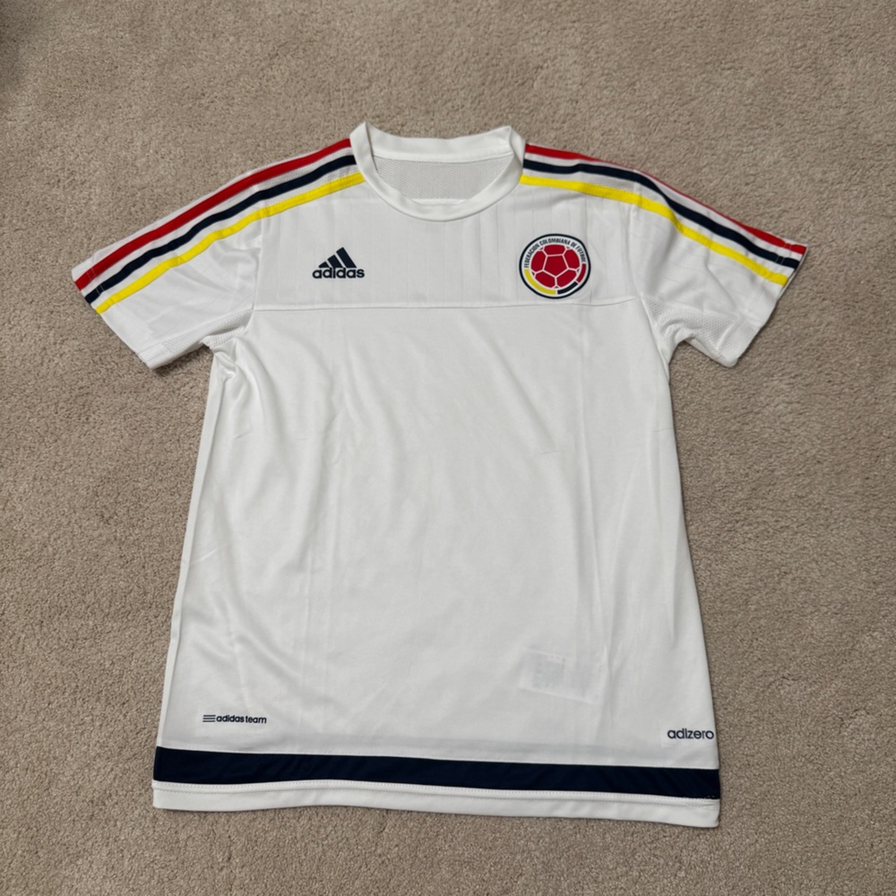 World Cup Adidas Men’s Colombia Soccer/Futbol Small White Jersey